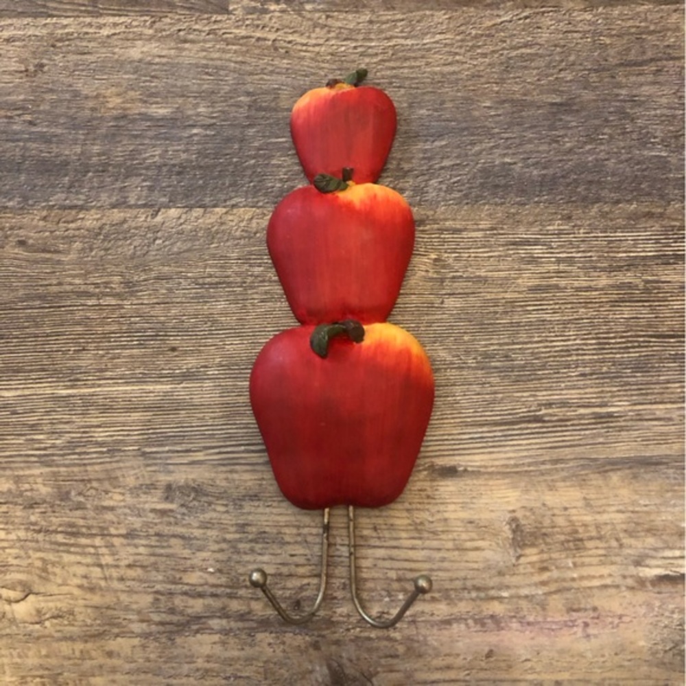 Three tiered vintage ceramic apple hanger holder wall decoration